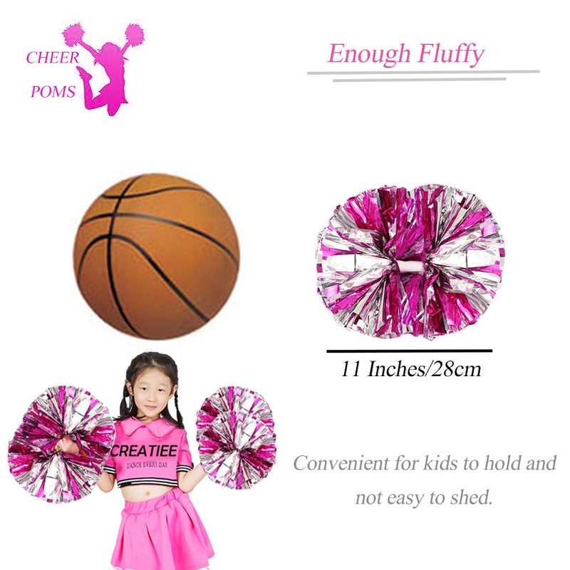 CREATIEE-PRO 4Pcs Metallic Cheerleading Pom Poms, 2 Pair Cheerleader Cheering Squad Pompoms for School Sports Dance Games Team Spirit Cheer - Image 3